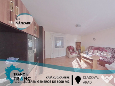 Casă cu 2 camere și teren generos de 6000 m2.în Cladova(ID:29551)