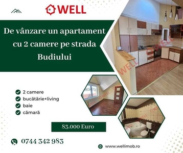 De vânzare un apartament cu 2 camere situat pe strada Budiului