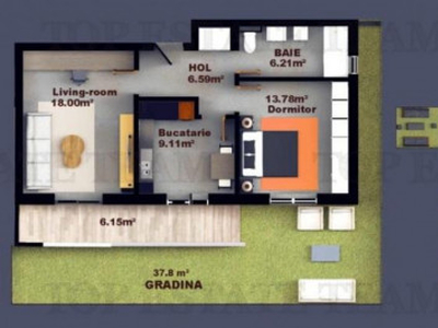 Apartament 2 camere Premium, curte 16 mp, zona Fundeni. COMI