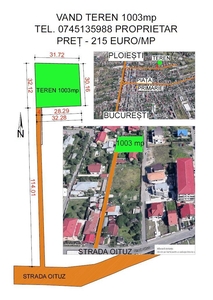 Proprietar vând teren 1003mp situat central în Otopeni, strada Oituz preț 215000euro