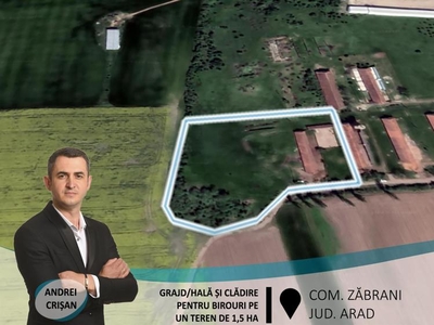 Grajd/Hală și clădire pentru birouri pe un teren de 1,5 ha, în Zăbrani