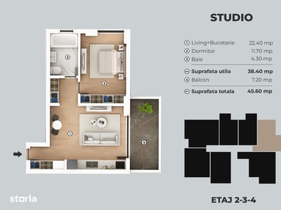 Berceni Sector 4 - 2 camere tip studio, hol la intrare - bloc nou