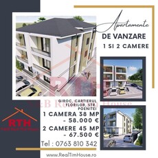 Oferim spre vanzare apartament cu 1 camera, studio, Giroc Calea Ursen