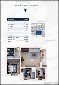 Apartament 3 camere - etaj 1- zona Nord -bloc nou - loc de parcare - 113.100 euro
