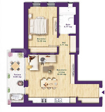 Apartament 2 camere + terasa 8 mp