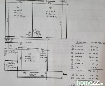 Apartament cu 2 camere in centru