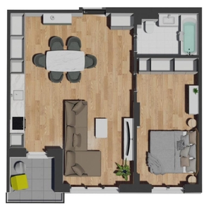 Apartament de 2 camere semifinisat, 54,14 mp, zona VIVO