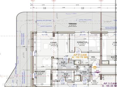 Apartament de 2 camere, 52,76 mp, terasa de 55 mp, zona exclusivista C