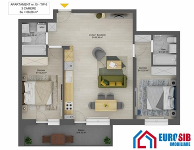 Apartament 3 camere Proiect nou zona Doamna Stanca Selimbar Sibiu