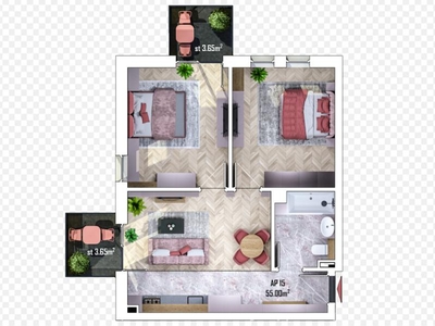 Apartament de vanzare cu 3 camere in ansamblu rezidential