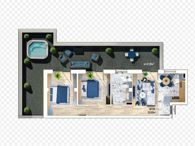 Apartament de vanzare cu 3 camere ,terasa 47,2 mp in ansamblu rezidential