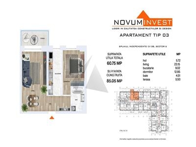 De Vanzare Apartament 2 camere Novum Residence Splaiul Independentei