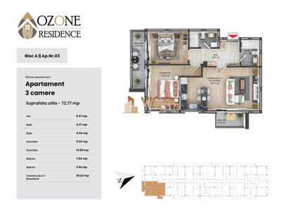 Ozone Residence, Apartament 3 camere, Zona CoresiTractorul, Brasov