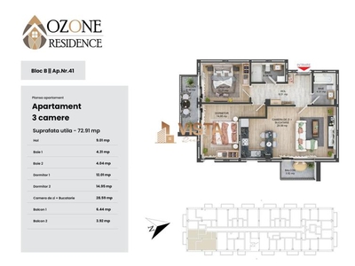Ozone Residence, Apartament 3 camere, Zona CoresiTractorul, Brasov