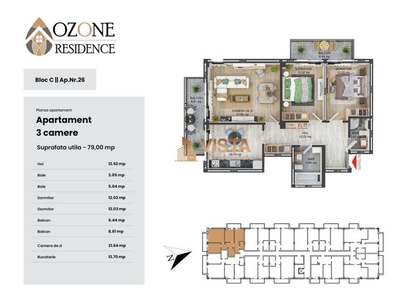 Ozone Residence, Apartament 3 camere79 mp utili, Zona CoresiTractorul, Brasov