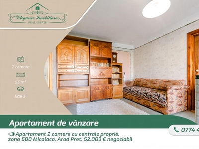 Apartament 2 camere cu centrala proprie, zona 500 Micalaca, Arad