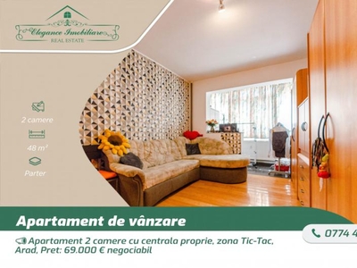 Apartament 2 camere cu centrala proprie, zona Tic-Tac, Arad