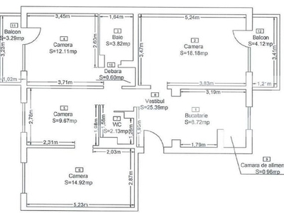 Apartament 4 camere, 80 mp, zona strazii Scortarilor