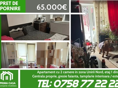 Apartament cu 2 camere in zona Unirii Nord ~ etaj 1 ~ confort 1 decomandat ~ Pret: 65.000