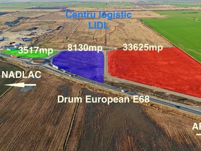 Oportunitate!!! Terenuri de vanzare in cea mai noua zona de servicii din Arad depozit logistic LIDL