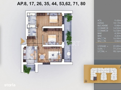 3 camere decomandate Direct Dezvoltator -la 5 minute de metrou