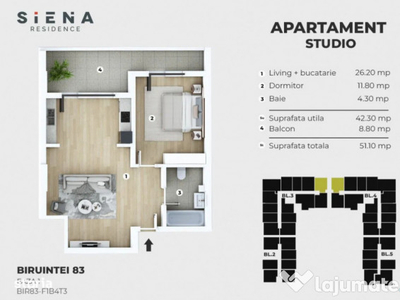 Apartament tip Studio/ Direct dezvoltator/ METROU BERCENI