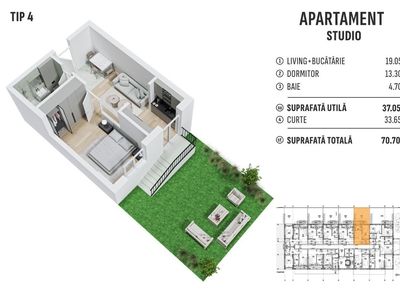 PROMOTIE!! Garsoniera spatioasa cu curte Popesti-Leordeni