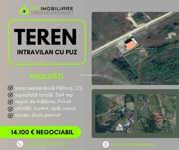 Teren Intravilan 564 mp pentru constructie, zona rezidentiala Paltinis