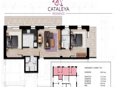 Bucium apartament nou 84 mp, 3 camere, decomandat, de vanzare, Hanul Trei Sarmale, Cod 141839