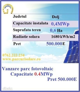 Vanzare parc fotovoltaic