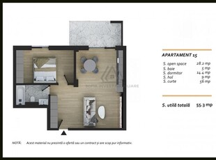 Apartament finisat 55,3 mp cu balcon de 9mp in zona Terra Valea Chintaului