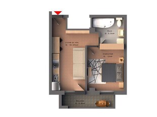 Apartament cu 2 camere, 51,4 mp, parcare, balcon, zona Sub Cetate