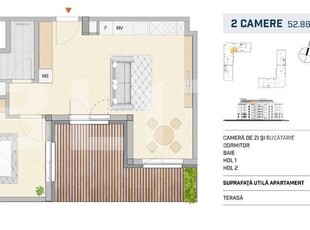 Apartament 2 camere finisat lux, terasa, SEMICENTRAL