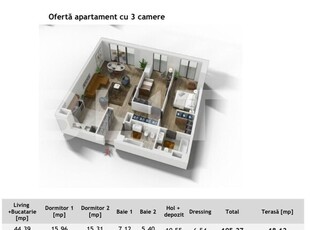 Apartament 3 camere ,105mp, zona Centrala in cel mai exclusivist bloc din Cluj