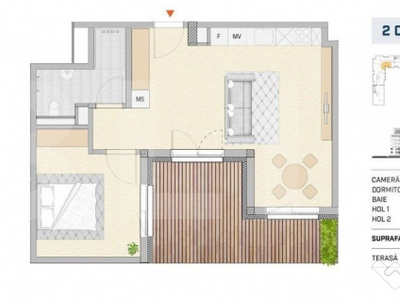 Apartament 2 camere finisat lux, terasa, SEMICENTRAL