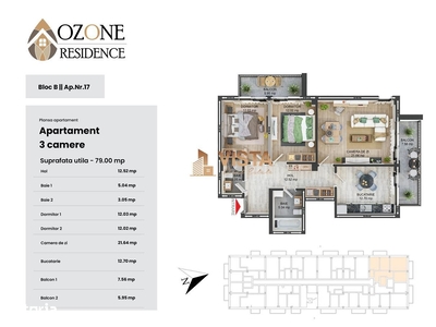 Ozone Residence, Apartament 3 camere-79 mp utili, Zona Coresi-Tractoru
