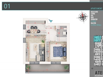 Apartament 2 camere 51 mp, mobilat si utilat - Zona Capat la 1