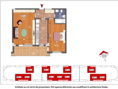 Apartament luminos cu 2 camere si boxa | Ronat