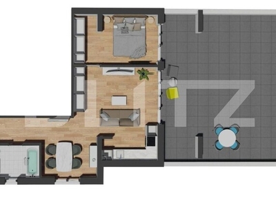 Apartament 2 camere, 54 mp, terasa generoasa, etaj intermediar, zona Vivo Mall