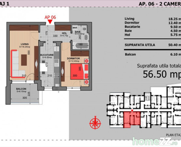 Apartament 2 Camere Decomandat Sector 4 Grand Arena 56.5Mp