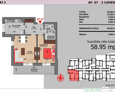 Apartament 2 Camere Decomandat Sector 4 Grand Arena 58.95Mp