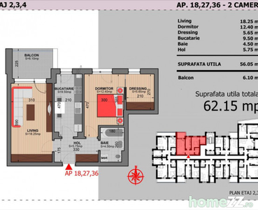 Apartament 2 Camere Decomandat Sector 4 Grand Arena 62.15Mp