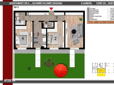 Apartament 3 camere decomandat||Curte proprie||Berceni-Metrou