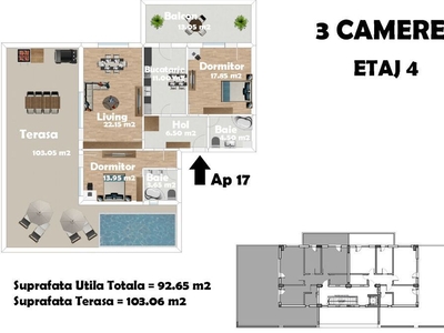 Apartament 2 camere Pacurari , 58 metri, etaj 2 Cod:153379