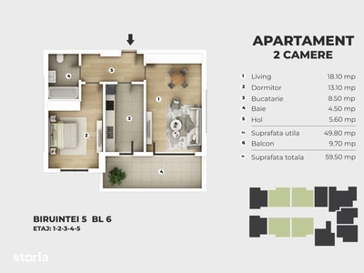 Apartament 2 Camere pretabil Spatiu Comercial, Galaxy Residence