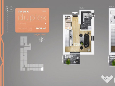 Duplex 3 camere Piata Sudului 70.34 mp utili