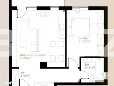 Apartament 2 camere, 54,45 mp, balcon, zona Vivo