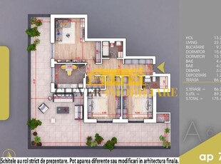 Apartament Finalizat 3 Camere Terasa 86 Mp Parcare BONUS