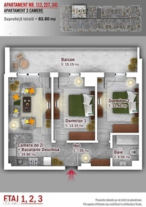 Apartament 3 camere, 80 mp, CUG - Tudor Neculai + Boxa!
