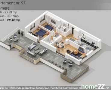 Apartament 3 camere cu terasa / Finalizat / Parcul Teilor